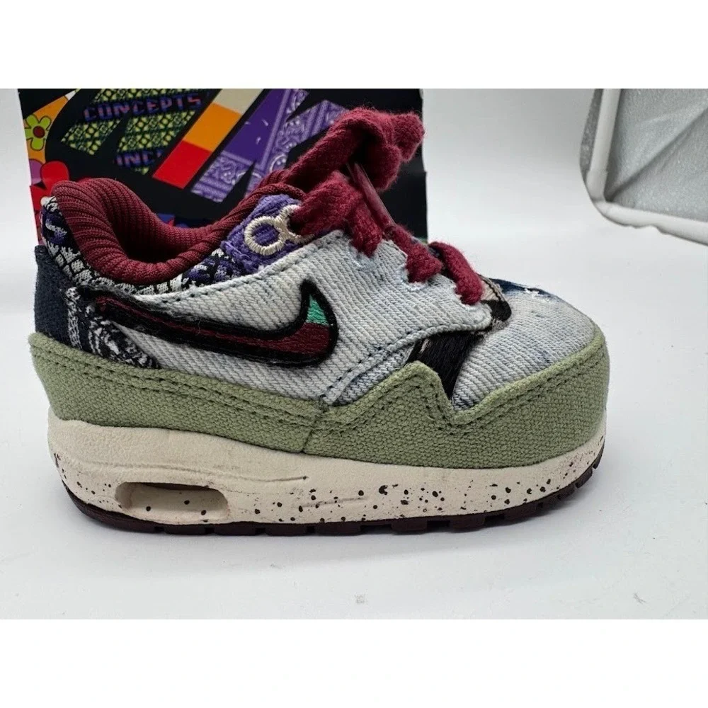 Nike Air Max 1 TD x Concepts Mellow Denim Patchwork Sneakers DR2363-400 Size 4C
